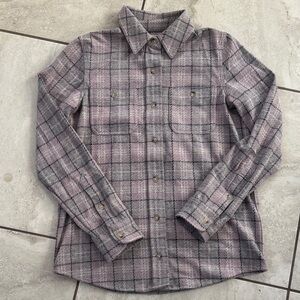 FAHERTY Lavender Plaid Button Down Shirt - XS